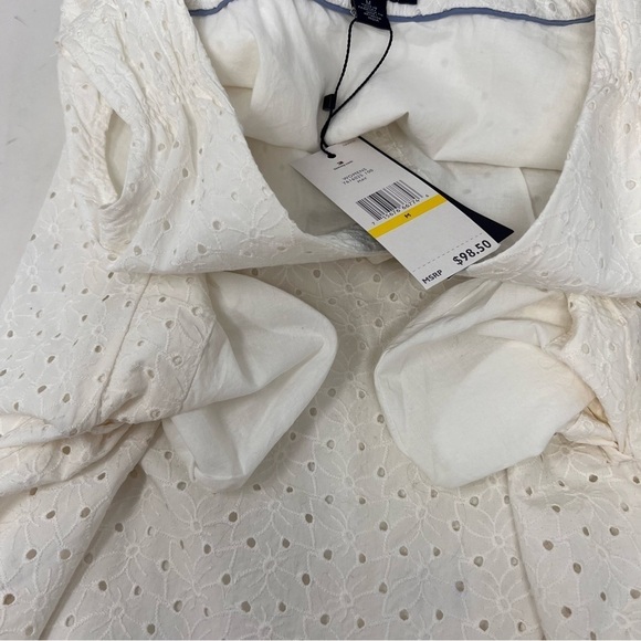 Tommy Hilfiger White Eyelet Lace Sleeveless V Neck Wrap Dress Pockets Size M NWT - Picture 14 of 16